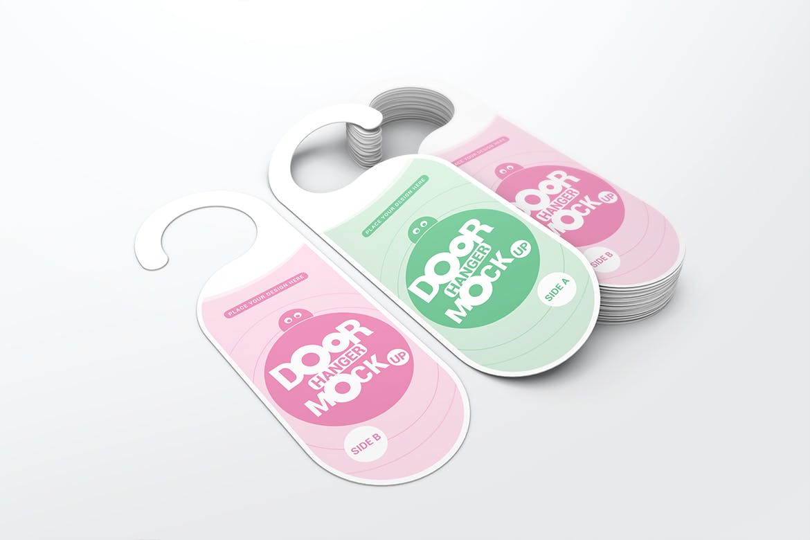 酒店房间门架标签样机模板 Door Hanger Mockups_img_2