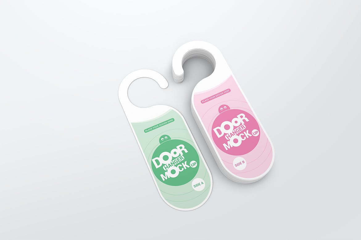 酒店房间门架标签样机模板 Door Hanger Mockups_img_2