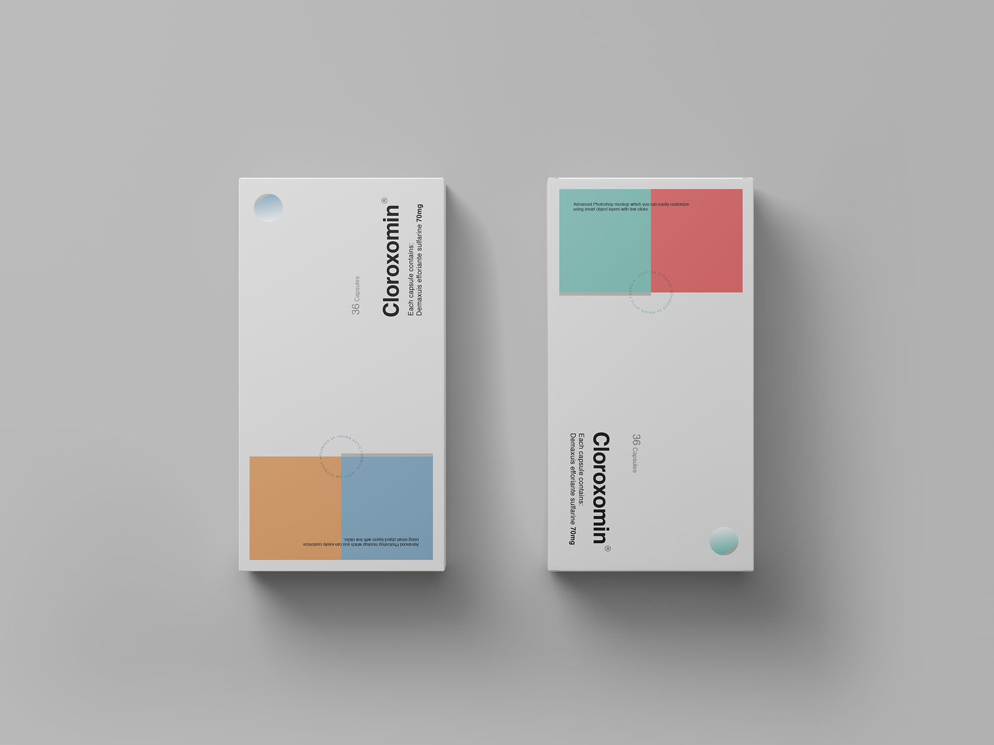 简约药物药丸包装盒样机模板 Pills Box Mockup_img_2