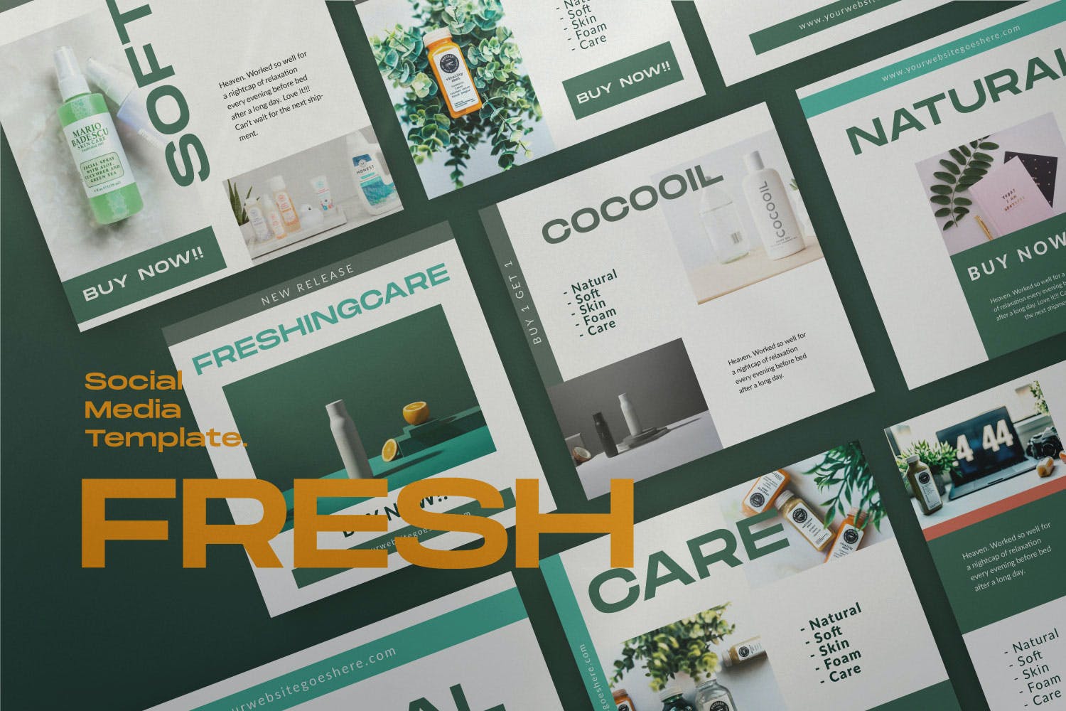 清新化妆品推广新媒体海报设计模板 Healthy Fresh Social Media Template_img_2