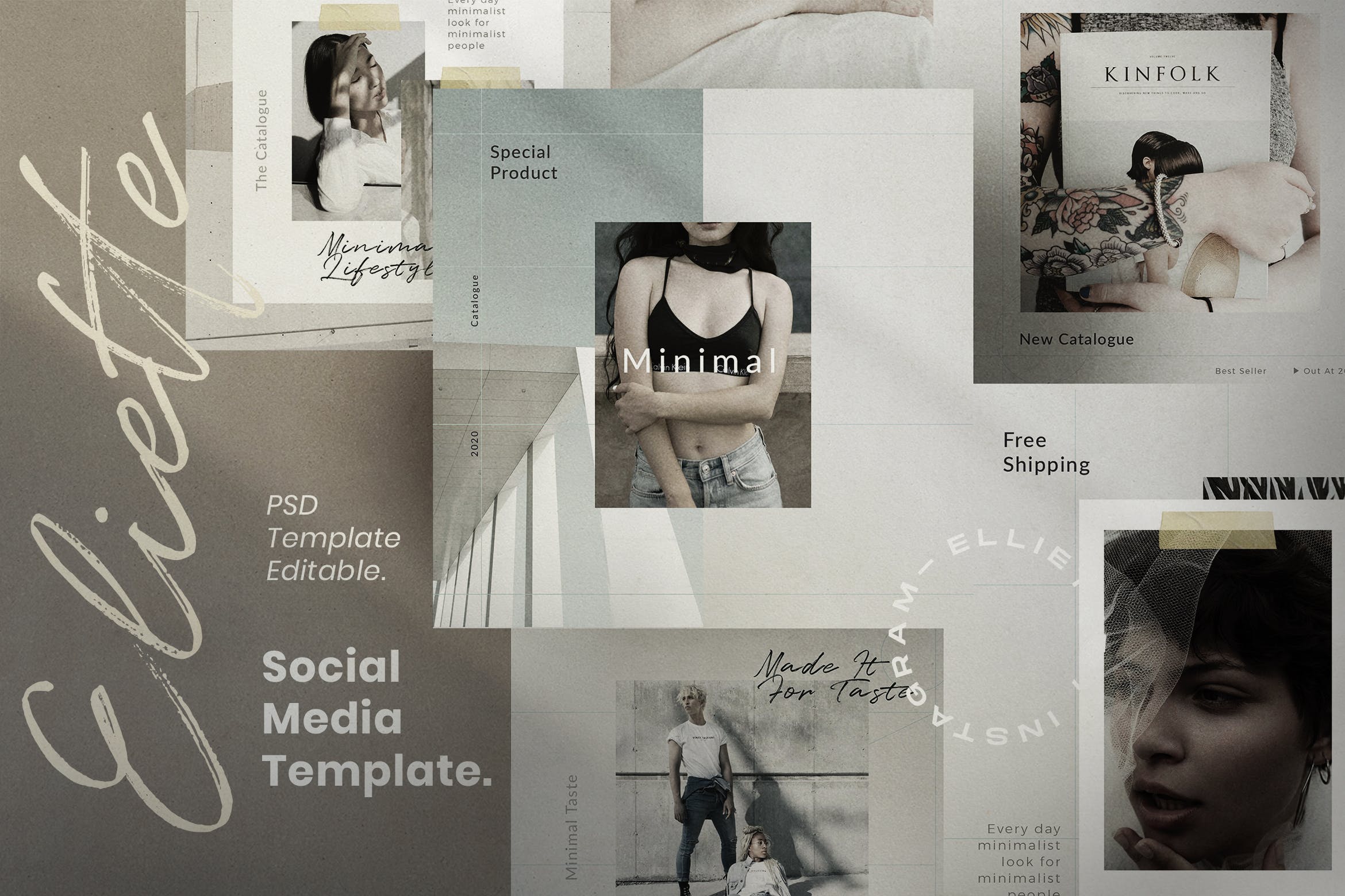 潮流品牌新媒体推广设计海报模板 Elliette - Social Media Template_img_2