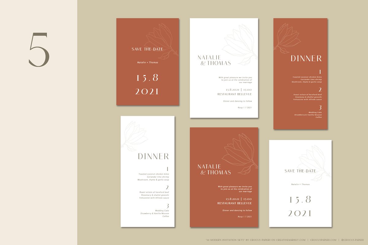 10款现代婚礼邀请函请柬设计模板 10 Modern Wedding Invitation Sets_img_2