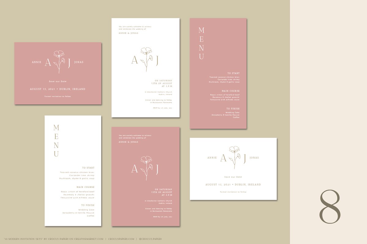 10款现代婚礼邀请函请柬设计模板 10 Modern Wedding Invitation Sets_img_2