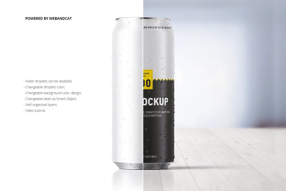 500毫升啤酒饮料金属易拉罐样机 500ml Can Mockup with Water Droplets_img_2