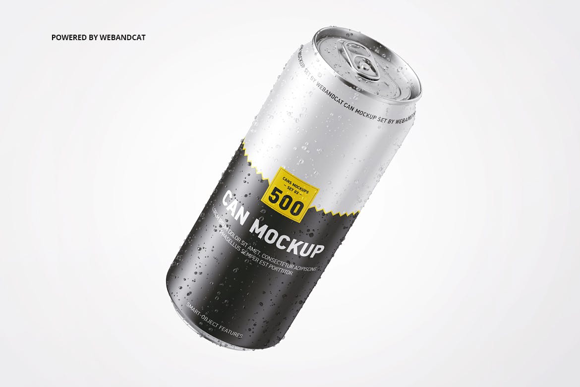 500毫升啤酒饮料金属易拉罐样机 500ml Can Mockup with Water Droplets_img_2