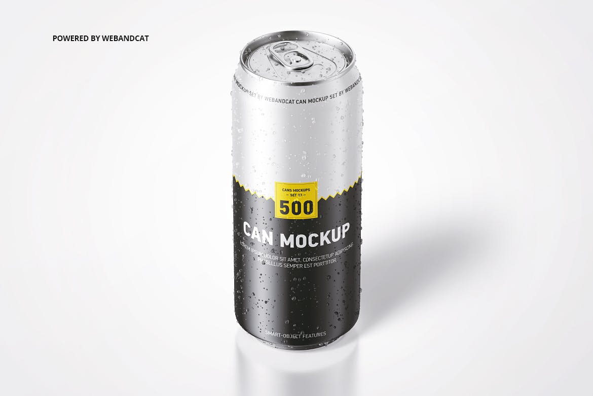 500毫升啤酒饮料金属易拉罐样机 500ml Can Mockup with Water Droplets_img_2