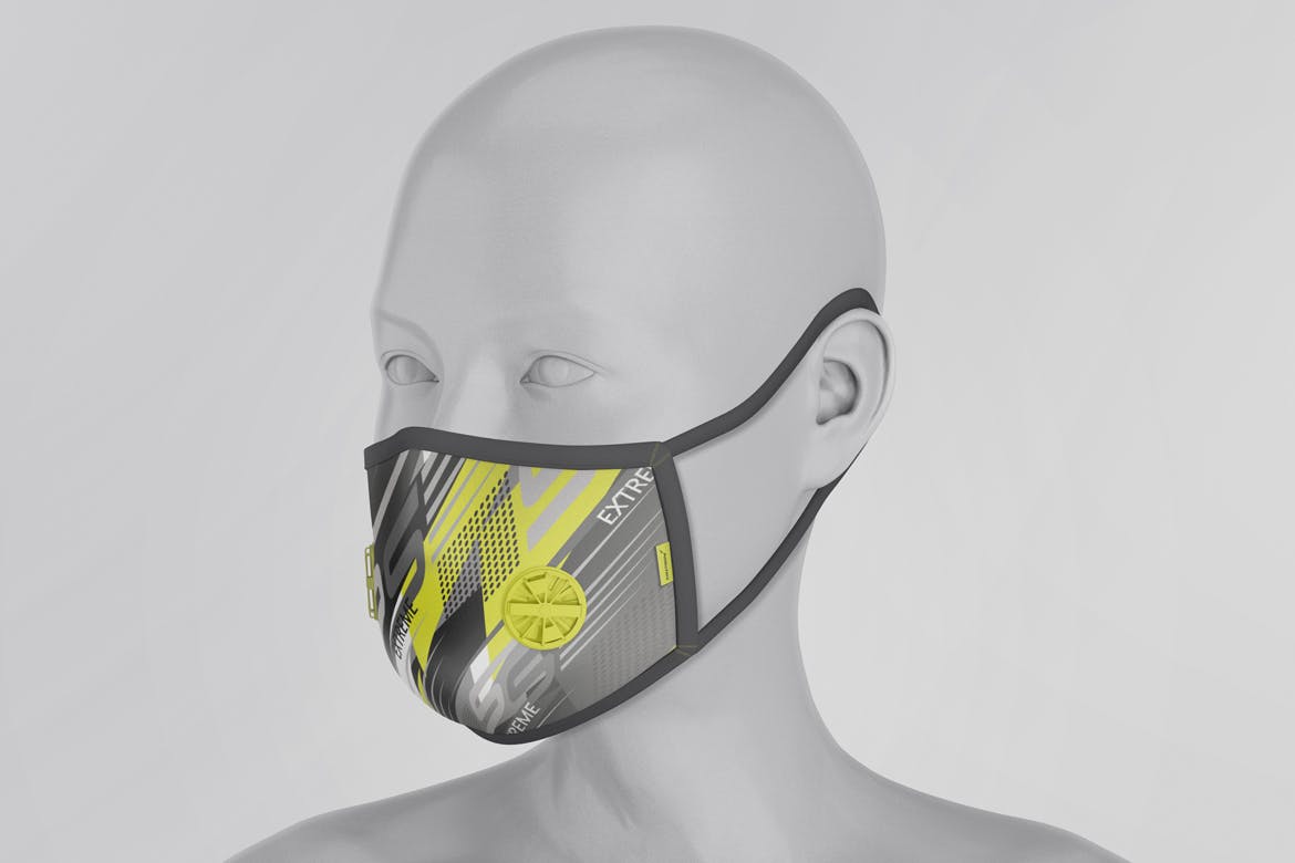 逼真面部呼吸器防护面罩样机模板 Face Respirator Mask Mockups_img_2