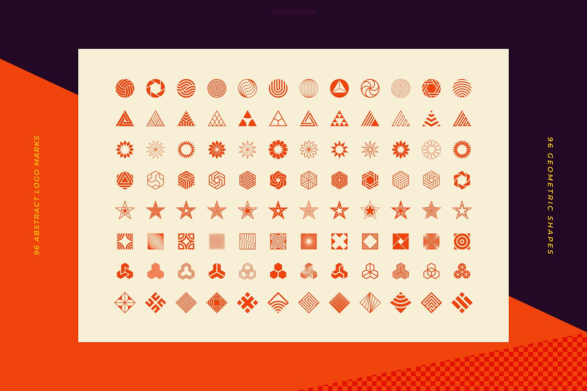 96款潮流复古几何图形徽标矢量素材 96 Logo Marks & Geometric Shapes_img_2