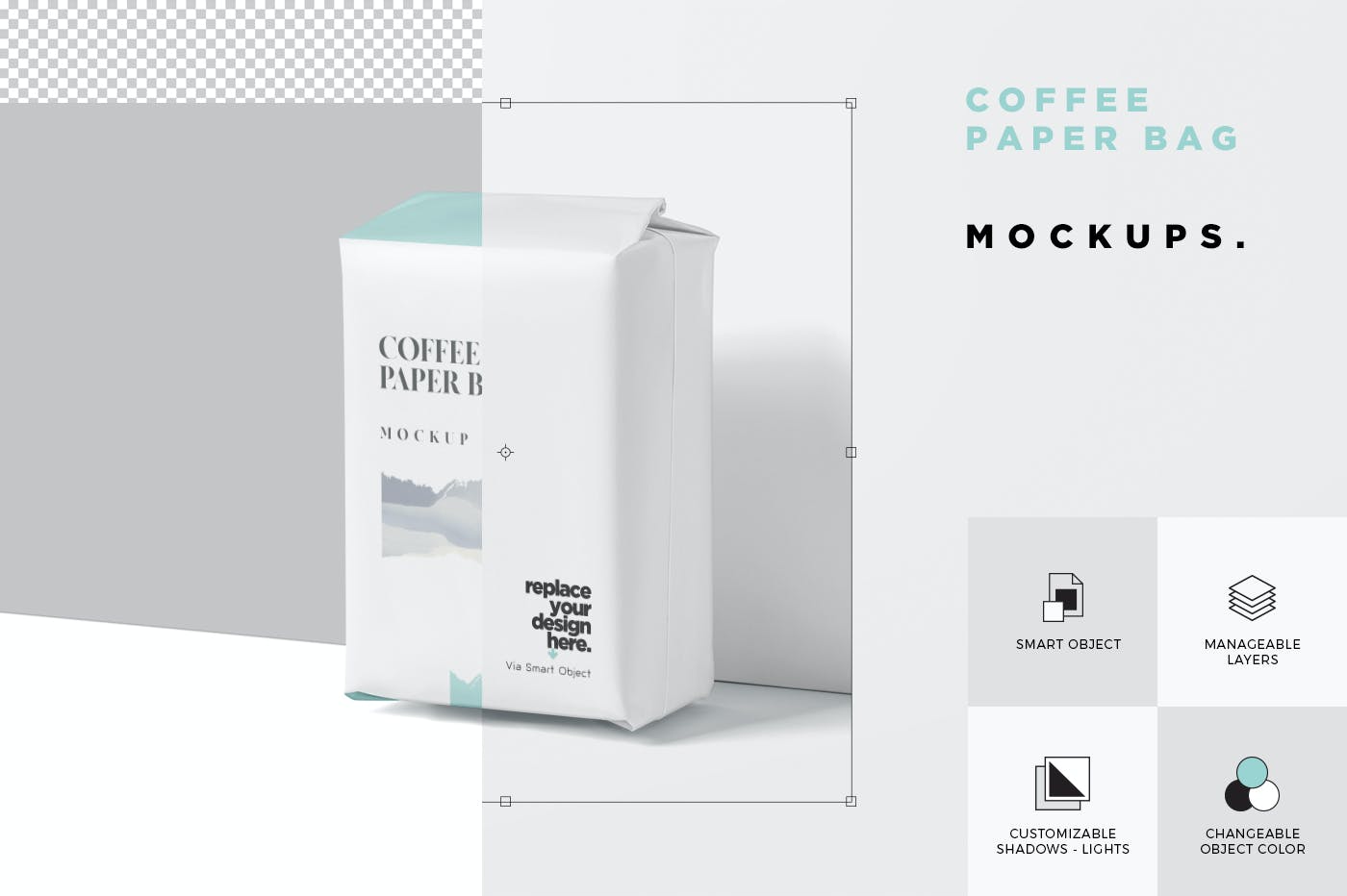 咖啡外包装纸袋设计样机模板 Coffee Paper Bag Mockup Set Medium Size_img_2