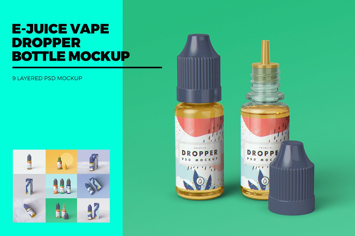 9款滴管瓶外观设计样机模板 E-Juice Vape Dropper Bottle MockUp_img_2