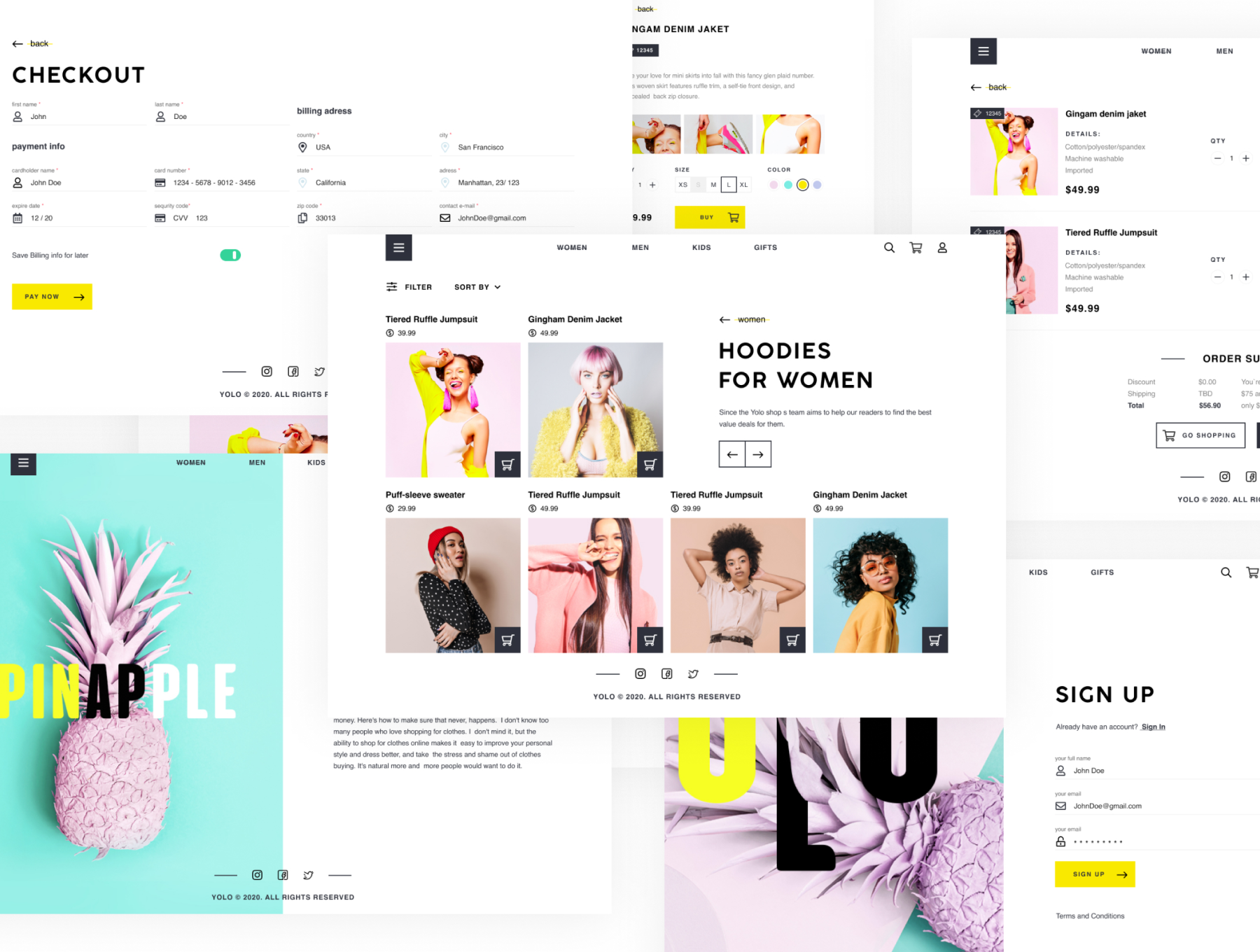 时尚简约商城购物网站APP界面设计PSD模板 YOLO SHOP Responsive Template_img_2