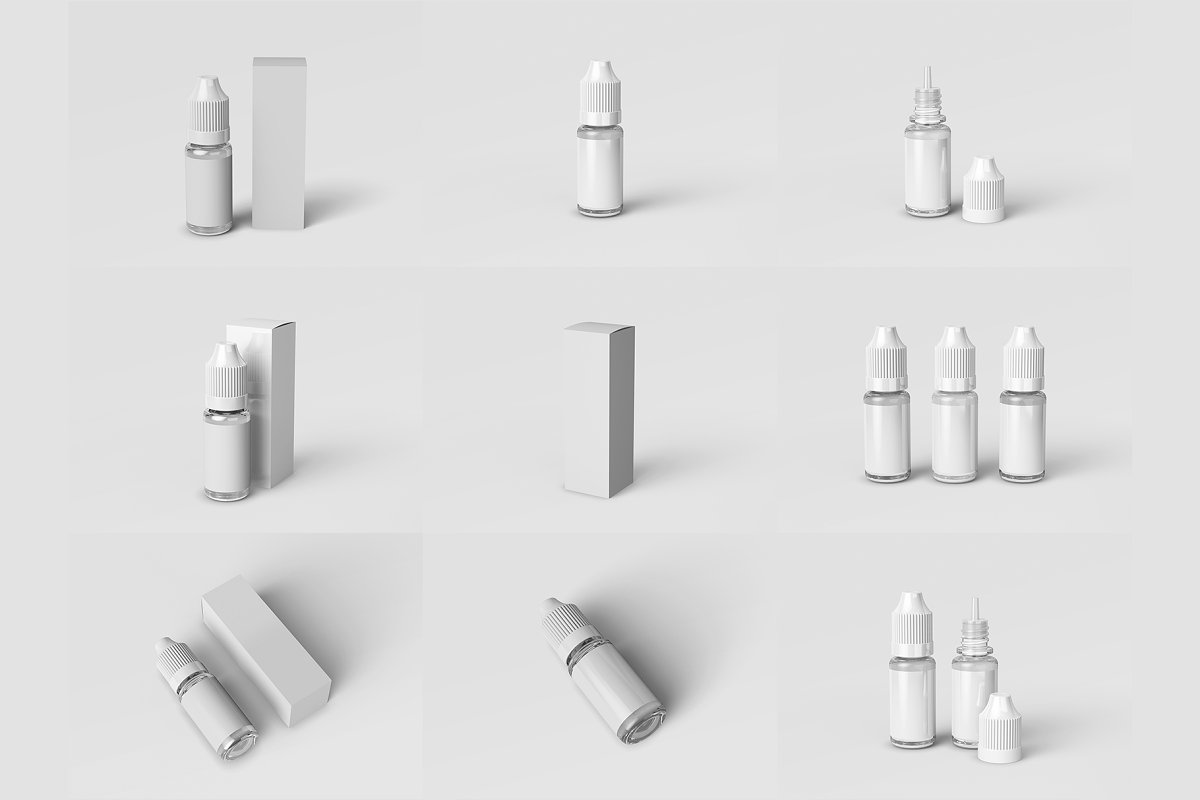 9款滴管瓶外观设计样机模板 E-Juice Vape Dropper Bottle MockUp_img_2