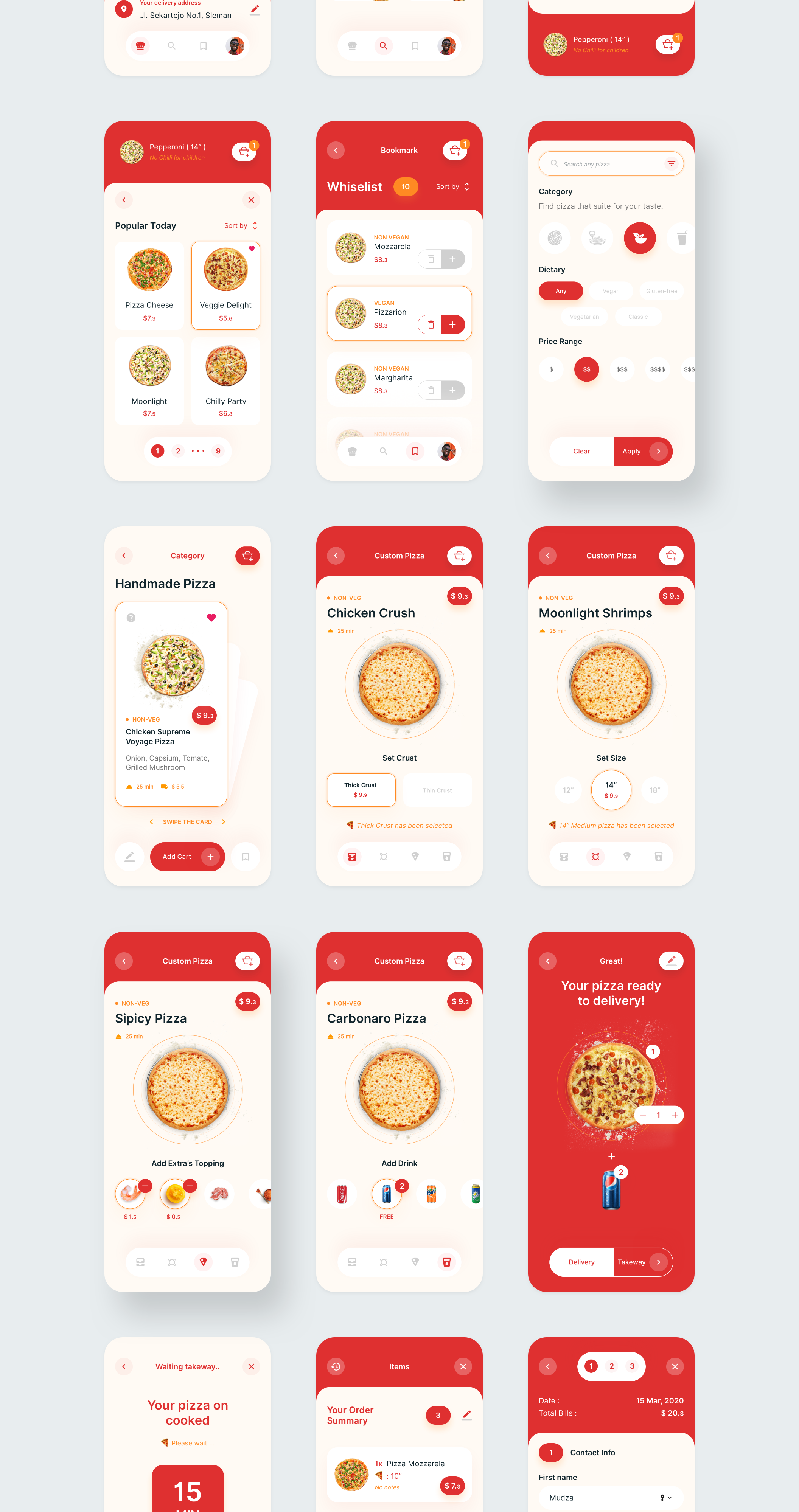 披萨店外卖送餐APP应用程序UI界面设计模板 PIZZA App UI Kit_img_2