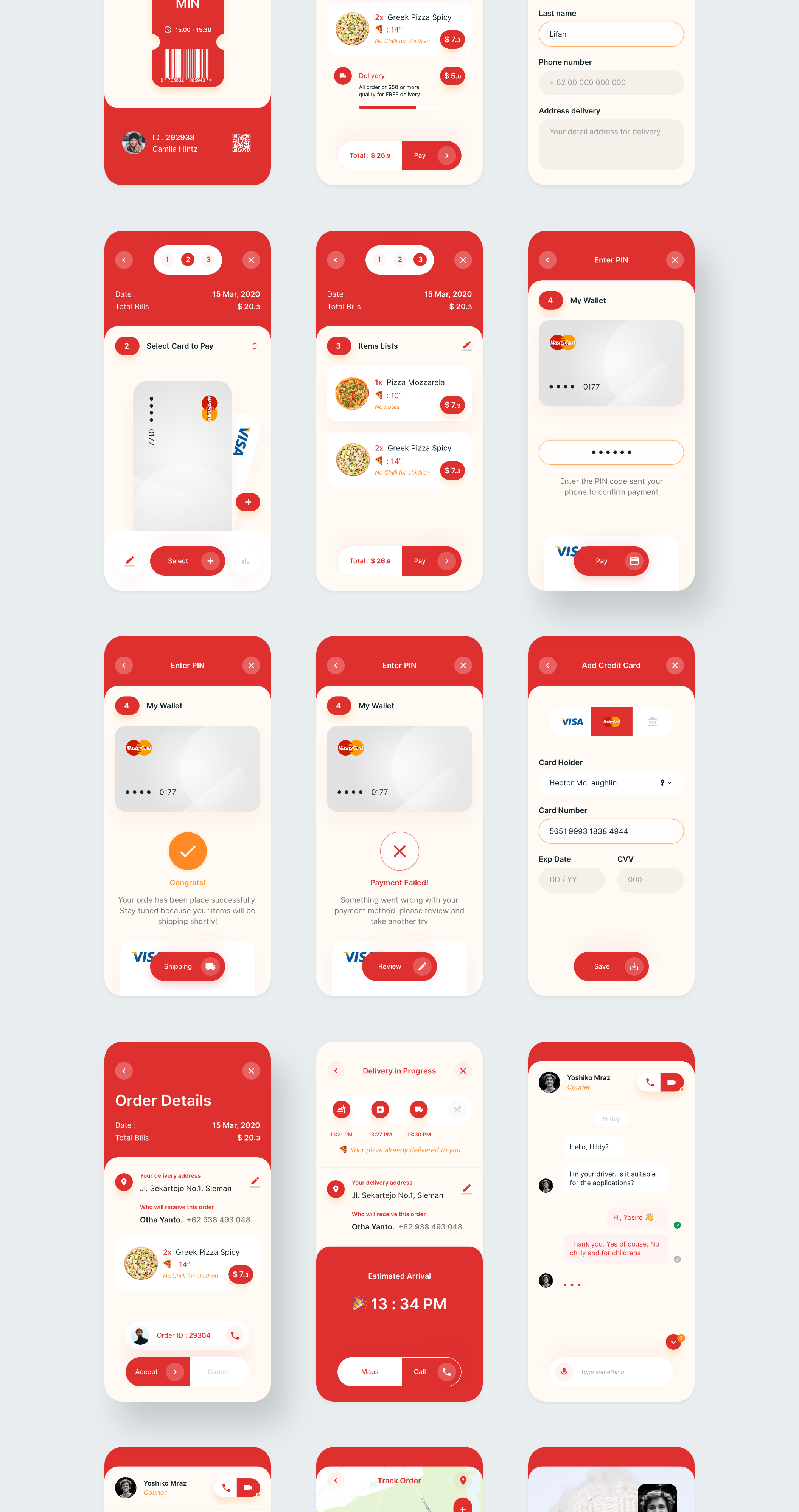 披萨店外卖送餐APP应用程序UI界面设计模板 PIZZA App UI Kit_img_2