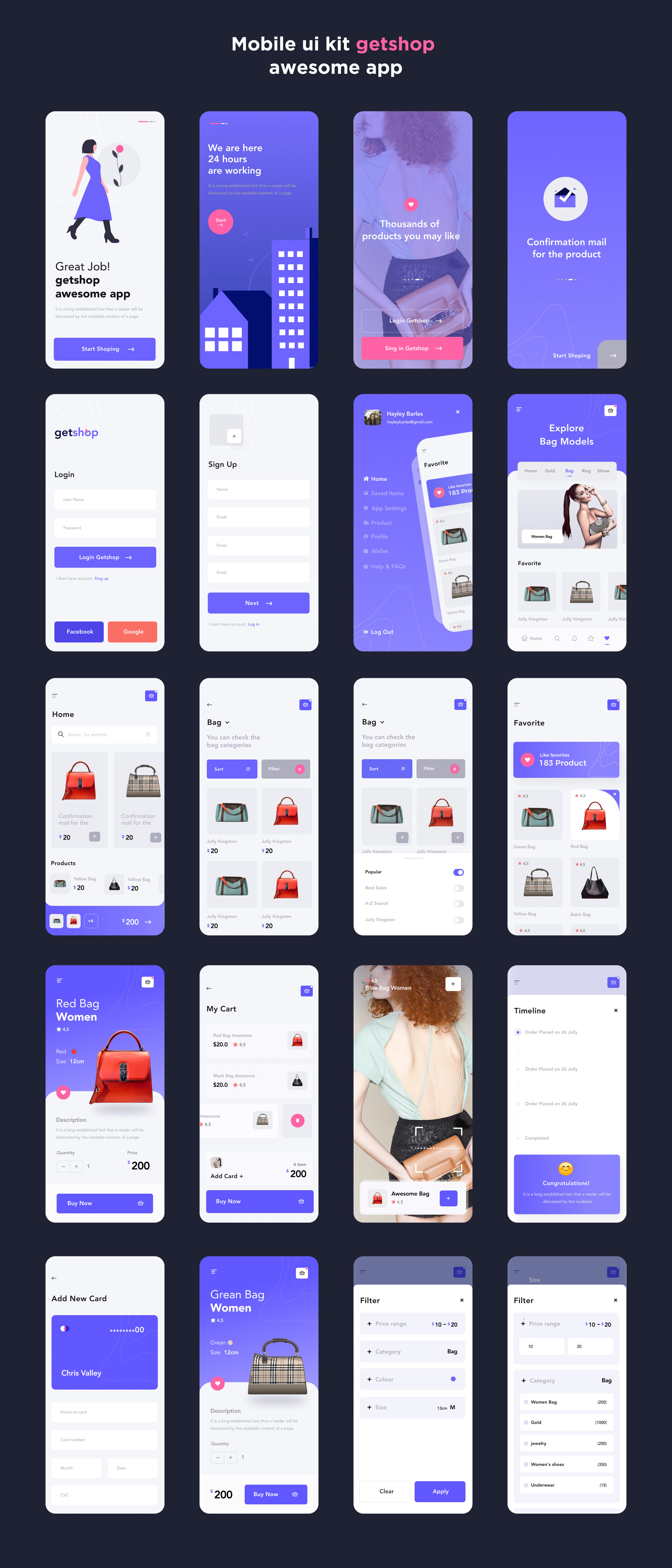 女性商城购物APP应用程序UI界面设计模板 Getshop-Shop Ui Kit_img_2