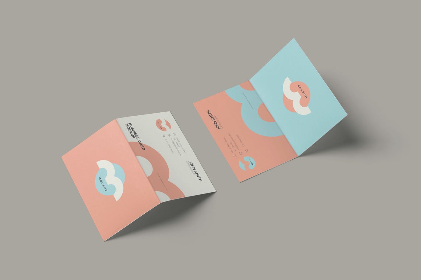 折叠商务名片设计展示样机模板 Folded Business Card Mockup_img_2