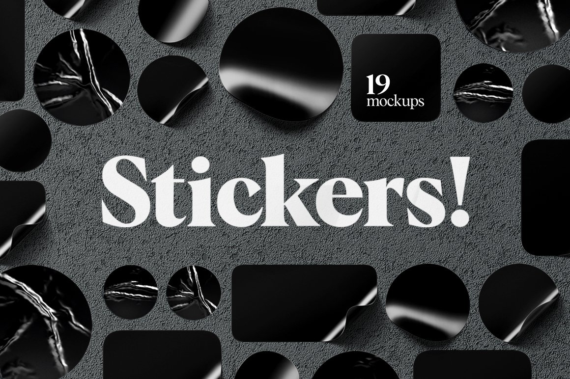 潮流多规格不干胶贴纸PSD样机 Stickers Mockups Set_img_2