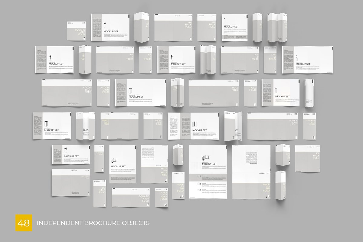 多角度折叠小册子样机模板 Folding Brochure Mockup Set_img_2