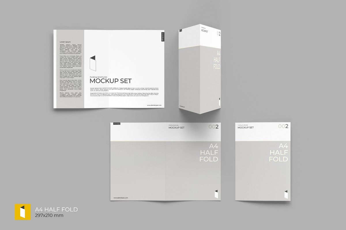 多角度折叠小册子样机模板 Folding Brochure Mockup Set_img_2