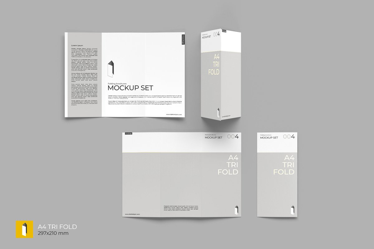 多角度折叠小册子样机模板 Folding Brochure Mockup Set_img_2