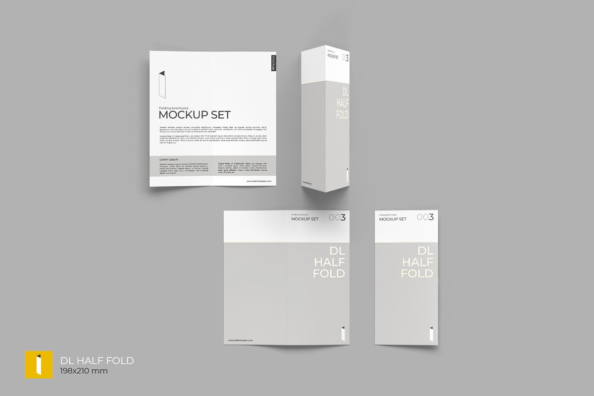 多角度折叠小册子样机模板 Folding Brochure Mockup Set_img_2