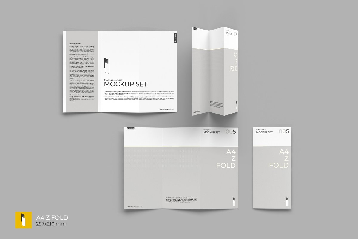 多角度折叠小册子样机模板 Folding Brochure Mockup Set_img_2