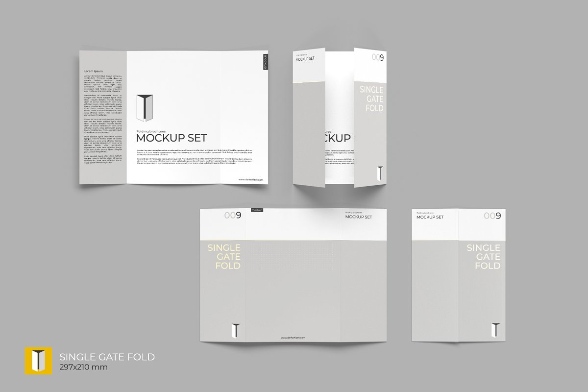 多角度折叠小册子样机模板 Folding Brochure Mockup Set_img_2