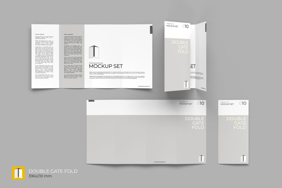 多角度折叠小册子样机模板 Folding Brochure Mockup Set_img_2