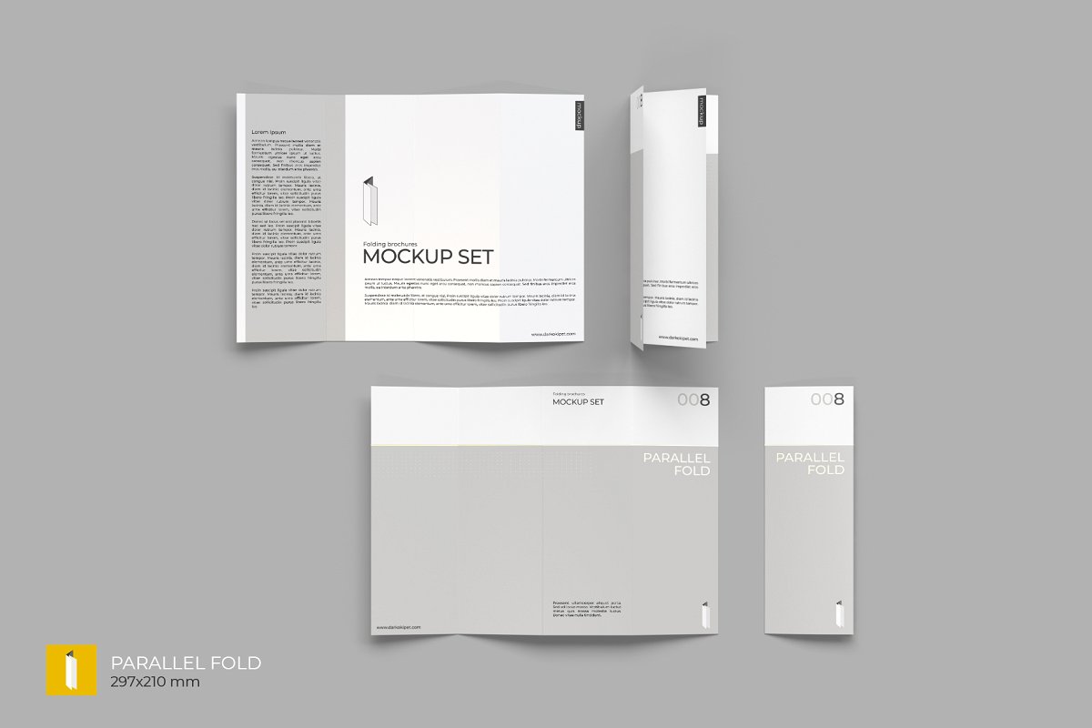 多角度折叠小册子样机模板 Folding Brochure Mockup Set_img_2