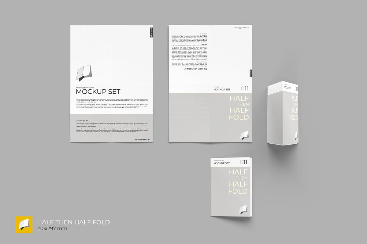 多角度折叠小册子样机模板 Folding Brochure Mockup Set_img_2