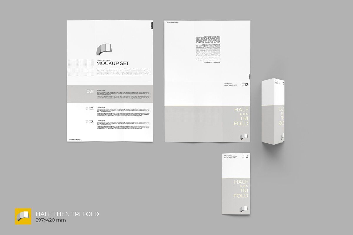 多角度折叠小册子样机模板 Folding Brochure Mockup Set_img_2