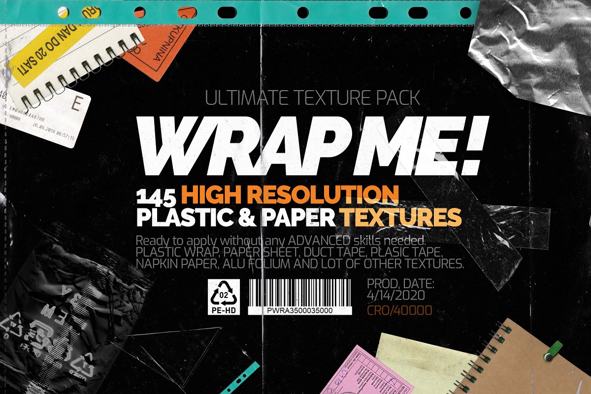 潮流塑料褶皱铝箔背景元素合集 Wrap Me! Ultimate Textures Pack_img_2