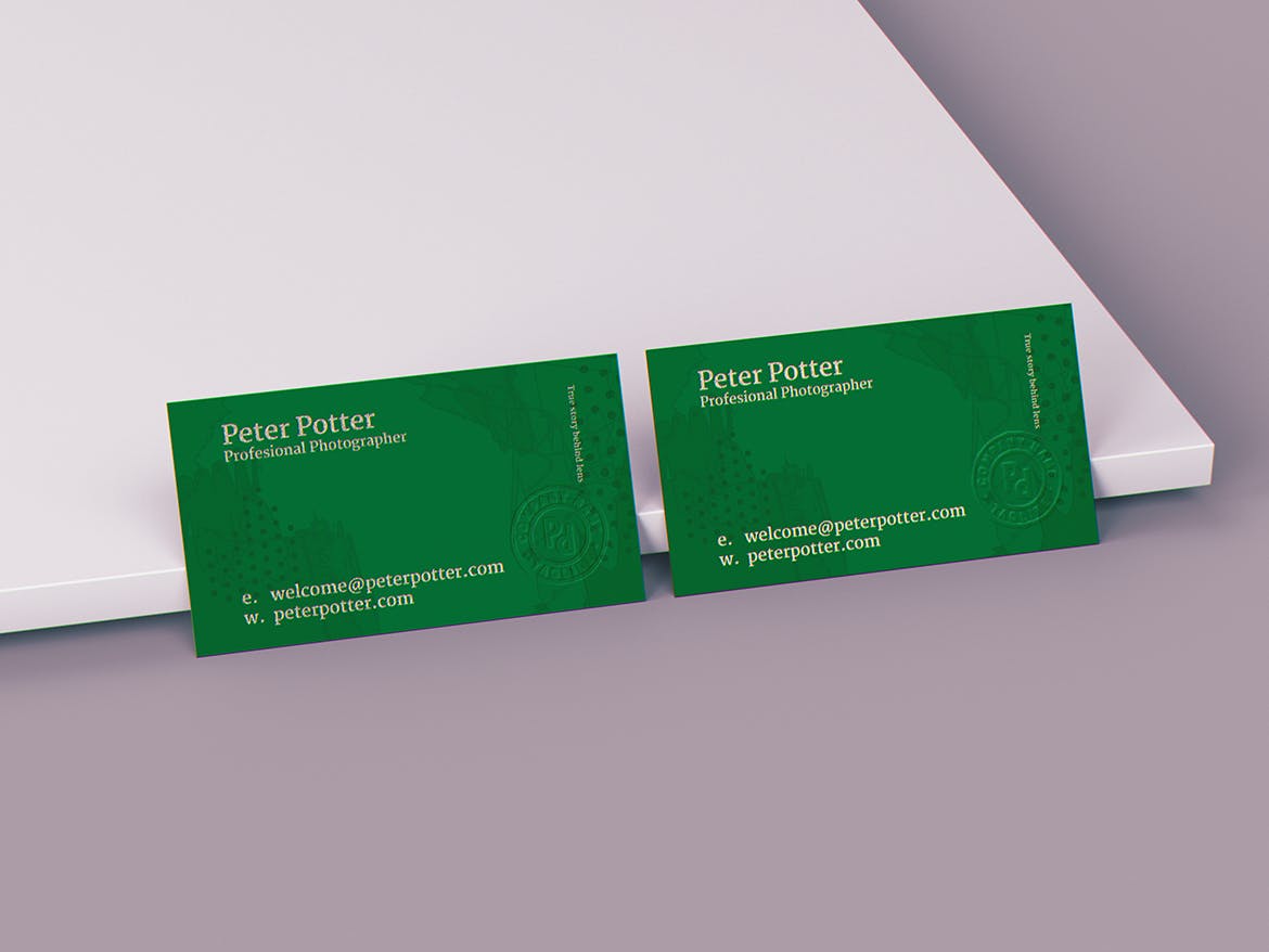 现代时尚商务名片设计展示样机模板 Business Card MockUp v2_img_2