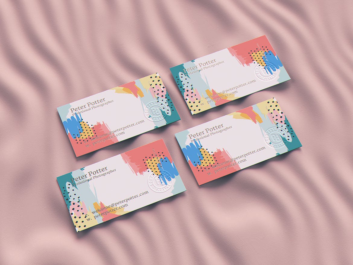 现代时尚商务名片设计展示样机模板 Business Card MockUp v2_img_2