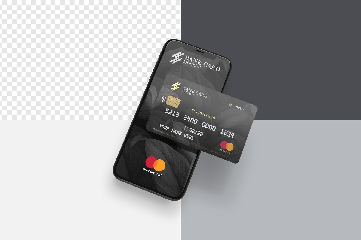 6款时尚银行信用卡片样机模板 Plastic Card Mockup_img_2