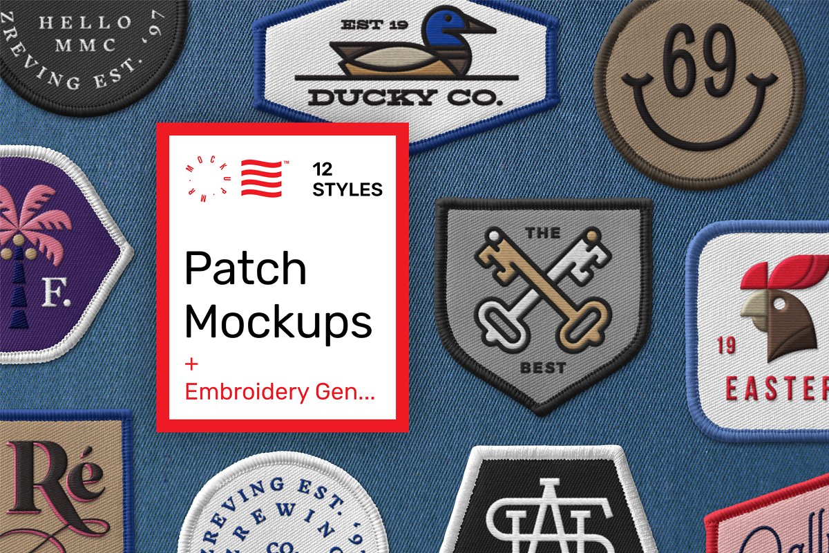 潮流纺织刺绣效果品牌标志LOGO展示样机模板 Patch Mockups + Embroidery Generator_img_2