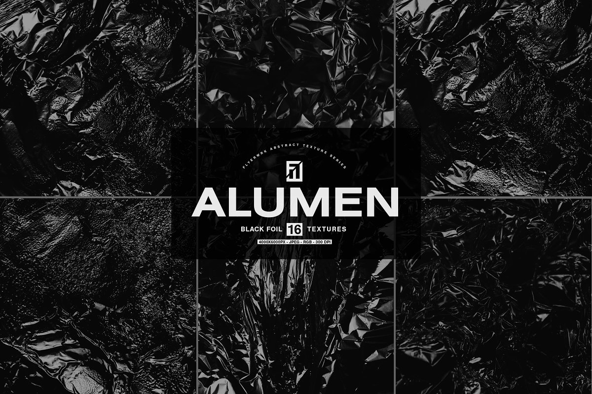 潮流褶皱黑金金属铝箔背景纹理素材 Alumen - Metal Foil Textures_img_2