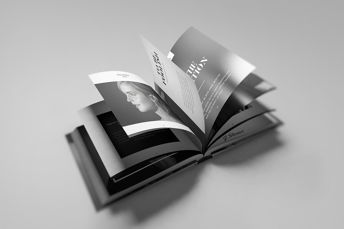 多角度方形书籍画册样机模板 Square Book Mockup_img_2