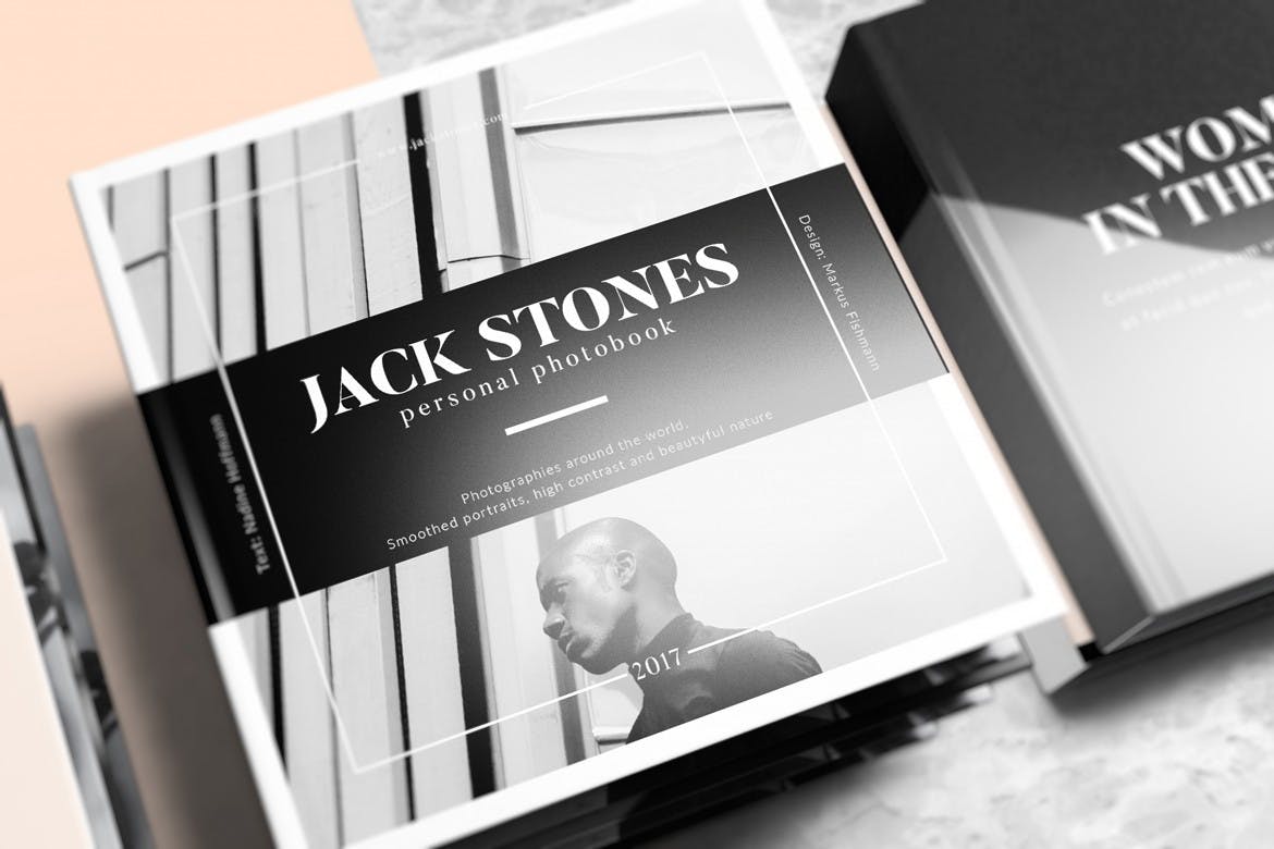 多角度方形书籍画册样机模板 Square Book Mockup_img_2