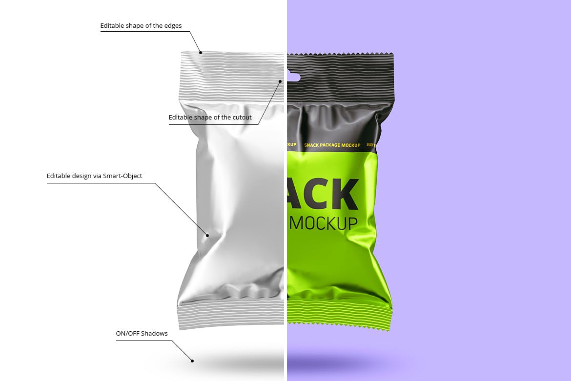 食品零食塑料包装袋设计样机模板 Small Snack Package Mockup_img_2