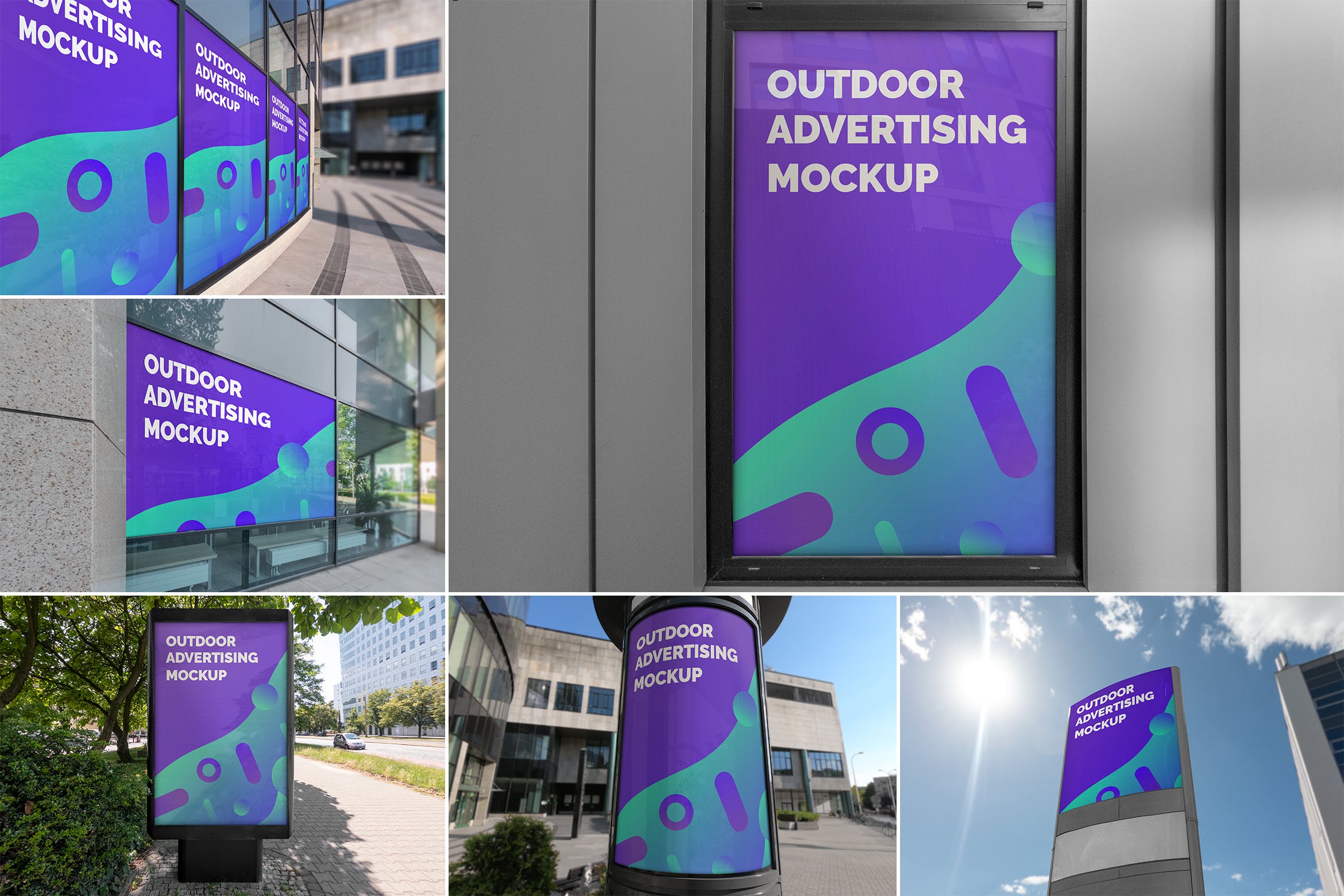 25款楼体商场灯箱海报广告牌样机模板 Outdoor Advertising Mockup_img_2