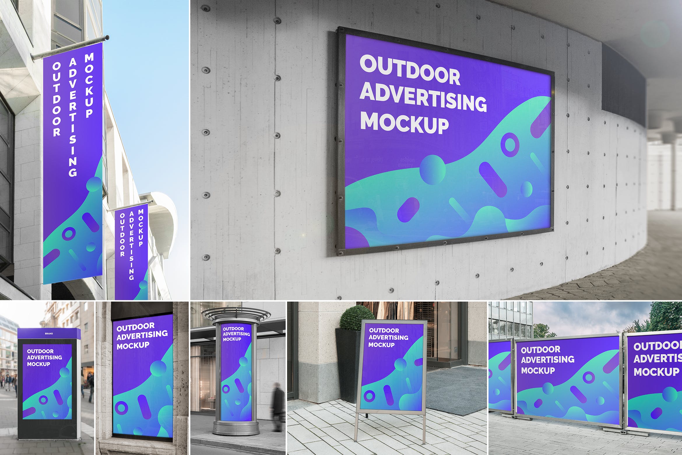 25款楼体商场灯箱海报广告牌样机模板 Outdoor Advertising Mockup_img_2