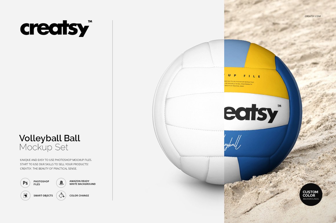 沙滩排球外观设计展示样机模板 Volleyball Ball Mockup Set_img_2