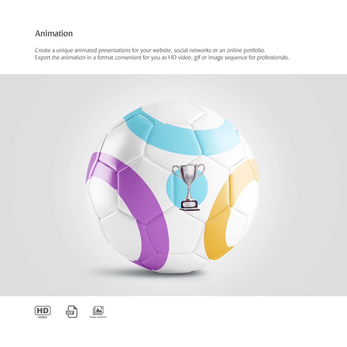 体育足球外观设计360度样机模板 Soccer Ball Animated Mockup_img_2