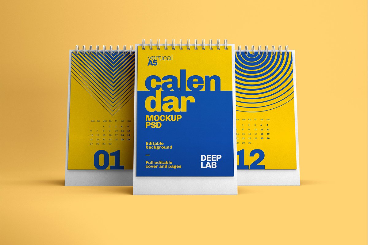 22款竖版台历日历PSD样机模板 Desk Calendar Mockup_img_2