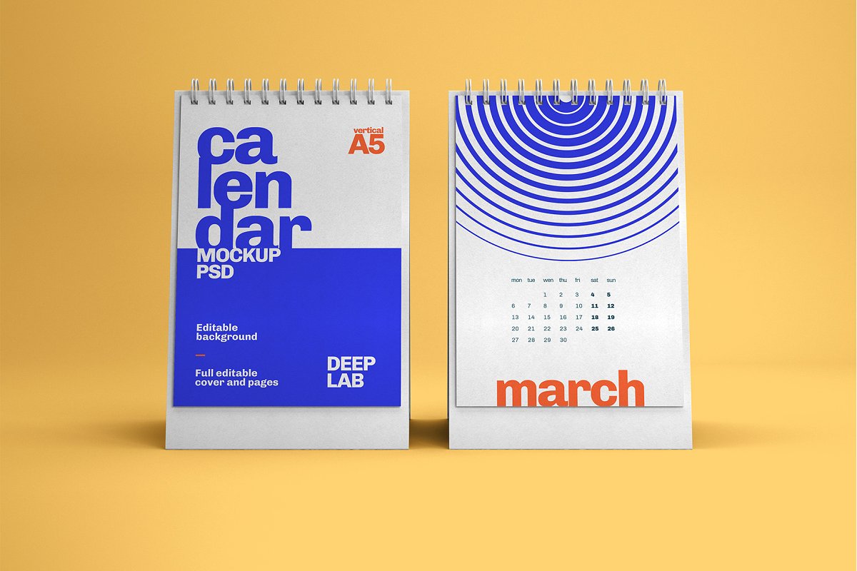 22款竖版台历日历PSD样机模板 Desk Calendar Mockup_img_2