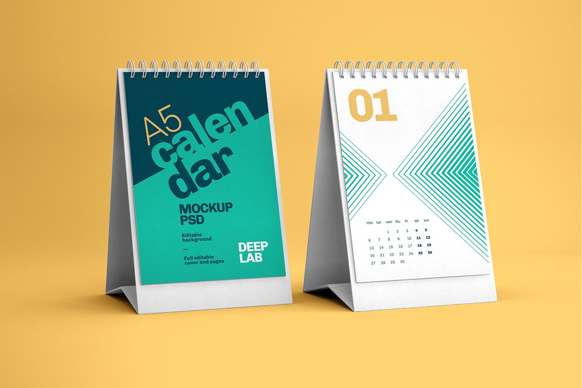 22款竖版台历日历PSD样机模板 Desk Calendar Mockup_img_2