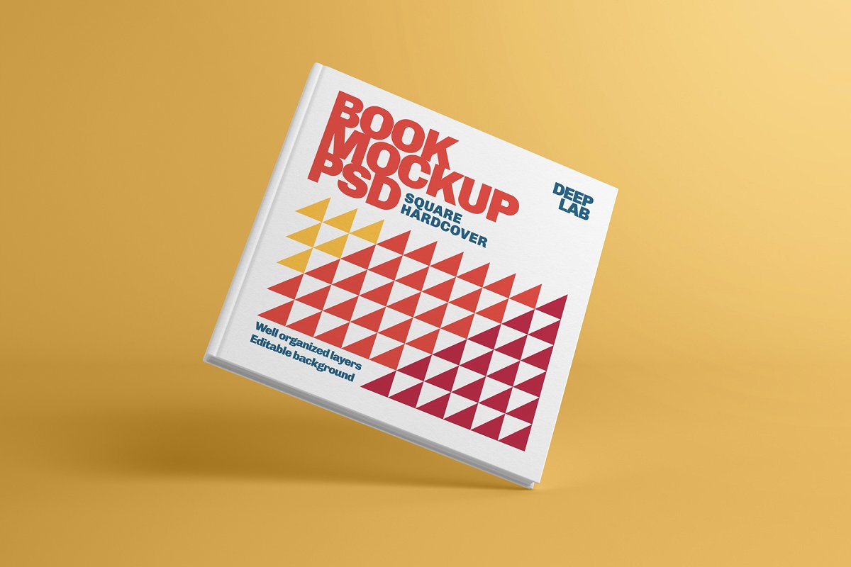 方形精装书封面画册样机模板 Square Book Hardcover Mockup_img_2