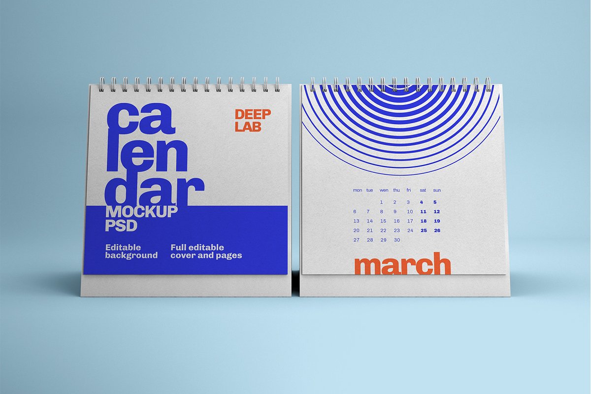 22款竖版台历日历PSD样机模板 Desk Calendar Mockup_img_2