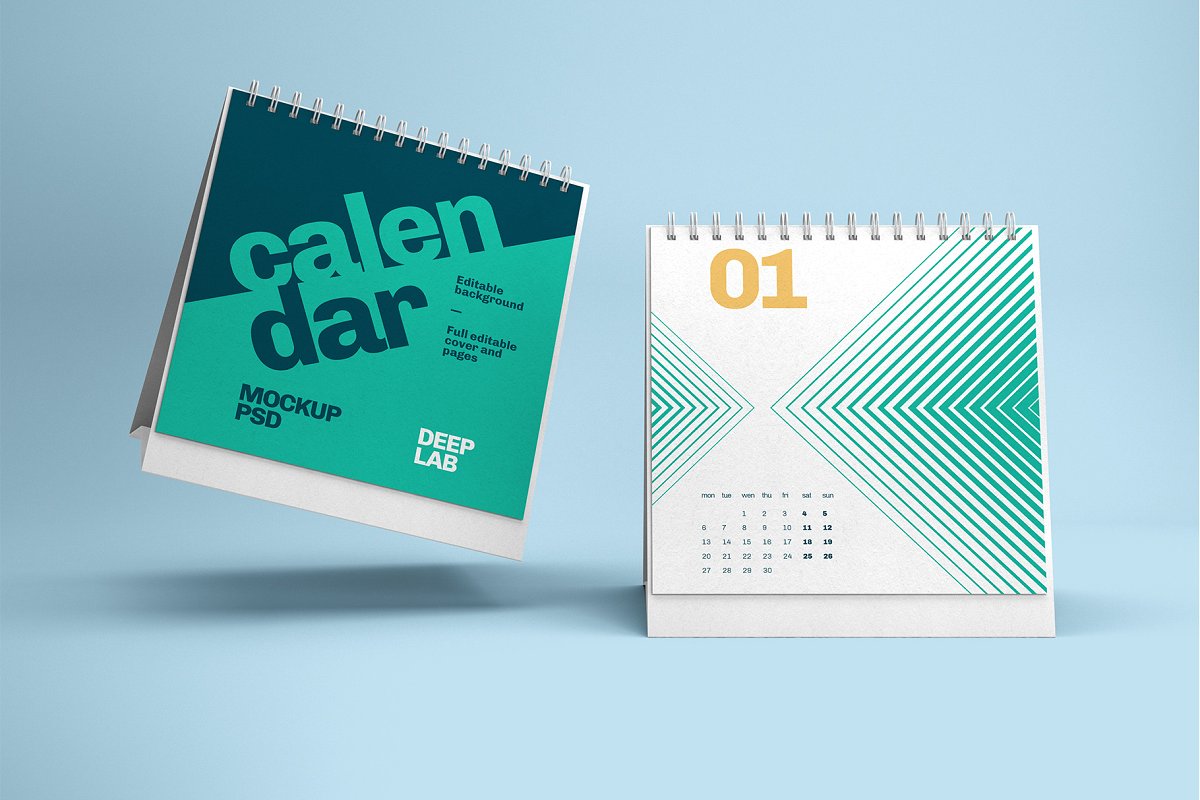 22款竖版台历日历PSD样机模板 Desk Calendar Mockup_img_2